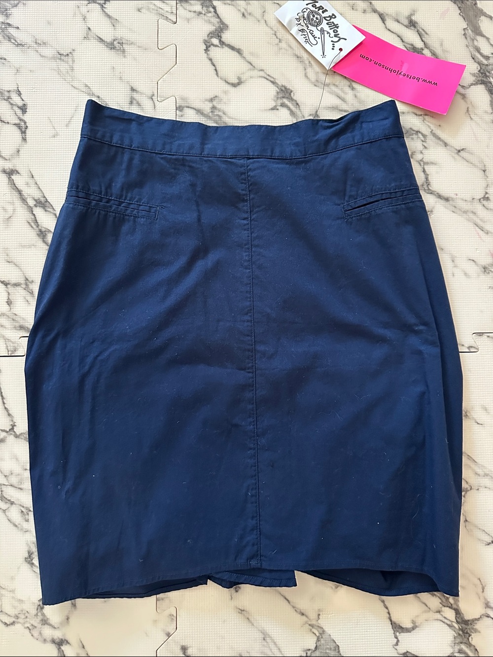 Betsey Johnson Navy Pencil Skirt with Ruched Back